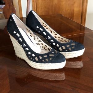 Calvin Klein black suede wedges